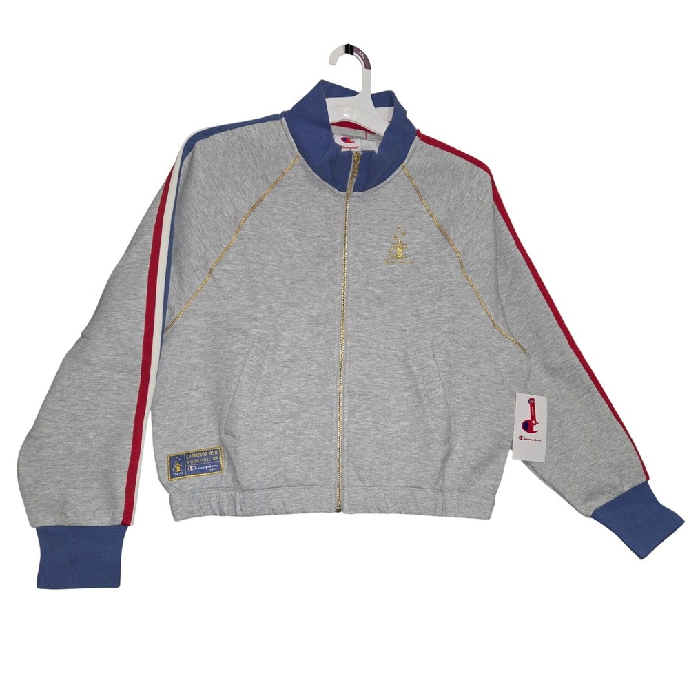 Champion USA Winter Collection Gray Track Jacket USA‎ Patch Full Zip Small NWT